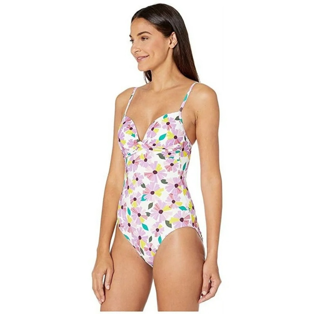Kate Spade New York WallFlower Draped Molded Cup One-Piece White SM - Picture 3 of 4